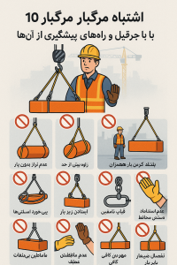 10 اشتباه مرگبار در بستن بار با جرثقیل